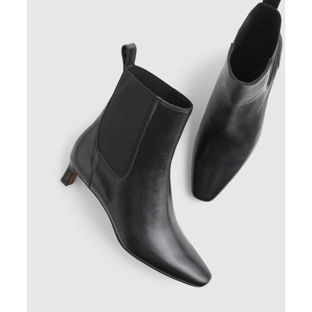 Madewell Dimes Chelsea Boots 8.5 Black NWT Leather Ankle Booties Heel NX443